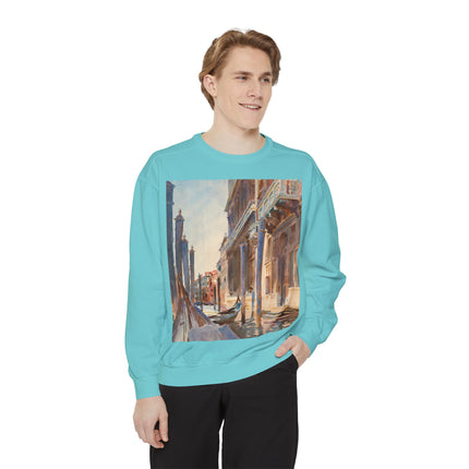 Gondola Moorings on the Grand Canal by John Singer Sargent Unisex Garment-Dyed Sweatshirt