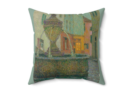 La Fontaine, Saint-Paul De Vence by Henri Le Sidaner Spun Polyester Square Pillow