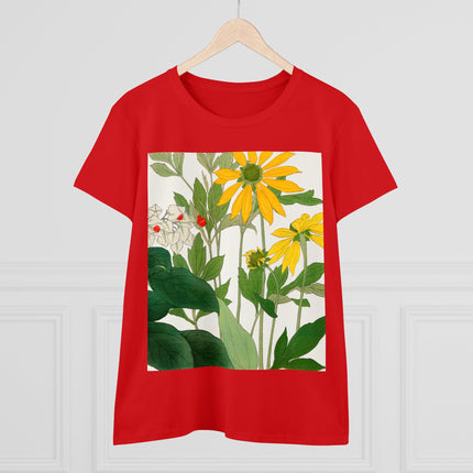 Clerodendrum & Rudbeckia Flower by Tanigami Kônan Women's Midweight Cotton Tee