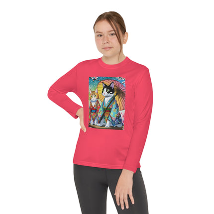 Kimono Kitties Youth Long Sleeve Competitor Tee – Anime Charm & Whimsical Elegance