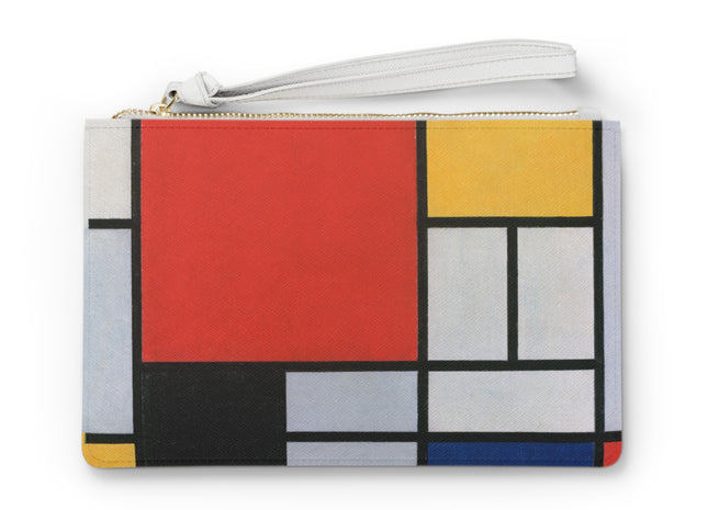 Composition with Red, Yellow, Blue, and Black Clutch Bag