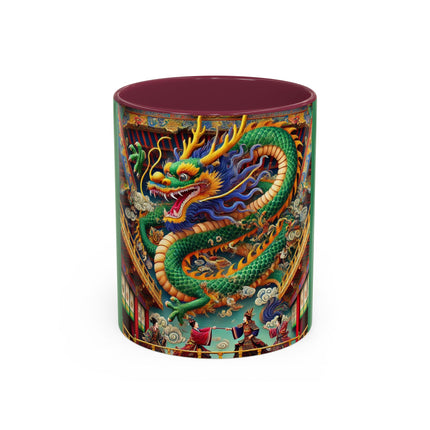 Tibetan Dragon Over Kabuki Duel Colorful Mugs (11oz, 15oz)