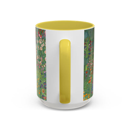 Farm Garden with Sunflowers by Gustav Klimt Colorful Mugs (11oz, 15oz)