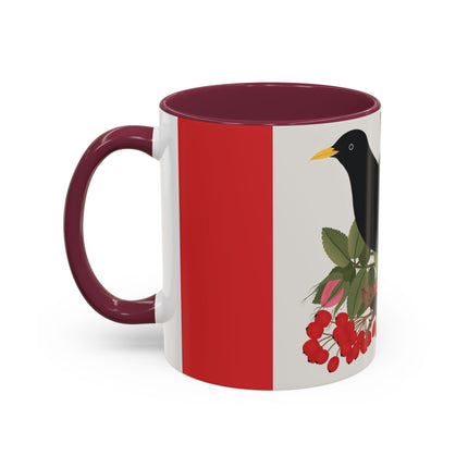 Blackbird & Rose Colorful Mugs – Timeless Elegance & Nature's Harmony
