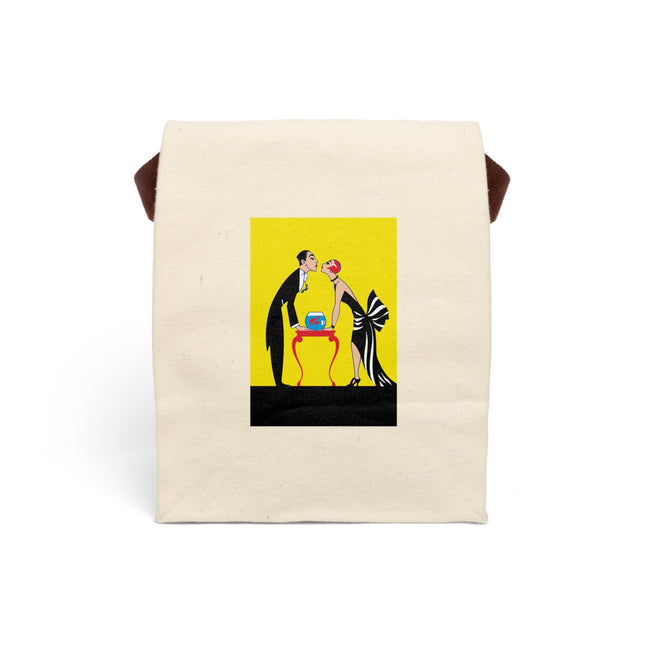 A Moment of Elegance: A Passionate Embrace Amidst Golden Splendor Canvas Lunch Bag With Strap