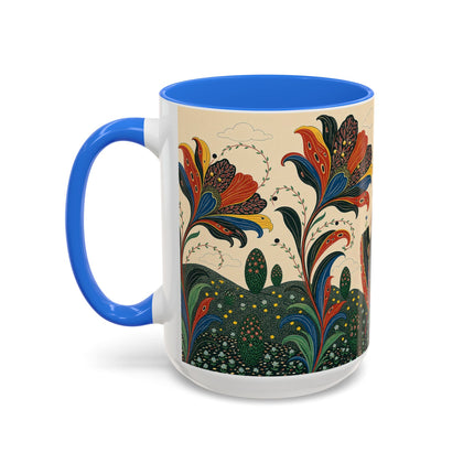 🌺🦋 The Enchanted Floral Voyage Colorful Mug – Art Deco Botanical Whimsy