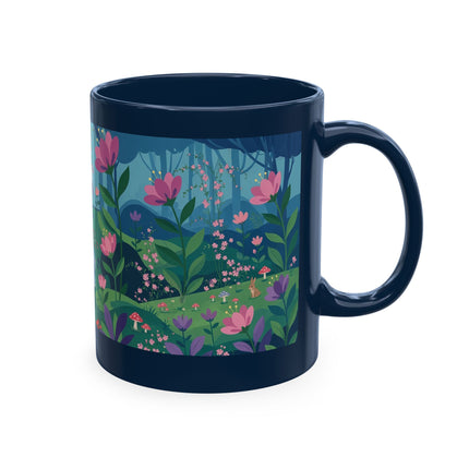🌸☂️ The Lady Of The Enchanted Garden Stroll Ceramic Mug – Art Deco Floral Whimsy