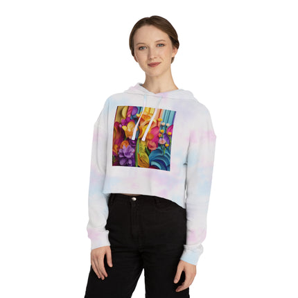 The Graceful Freesia Women’s Cropped Hooded Sweatshirt