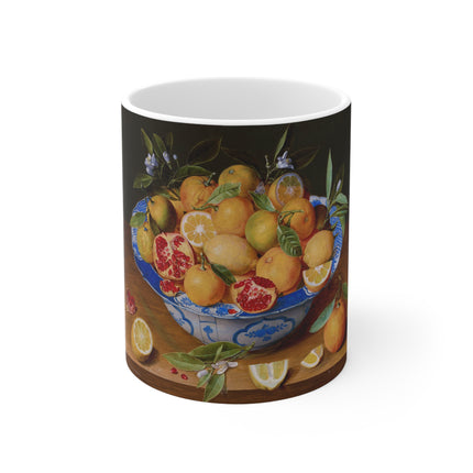 Still Life with Lemons, Oranges, and a Pomegranate by Jacob van Hulsdonck Ceramic Mug 11oz