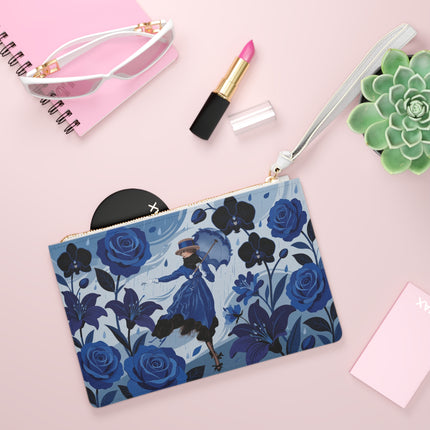 ☔💙 The Blue Rain Promenade Clutch Bag – Art Deco Floral Fashion