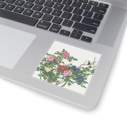 Peonies and Birds by Okamoto Shuki Kiss-Cut Stickers (4 Sizes)