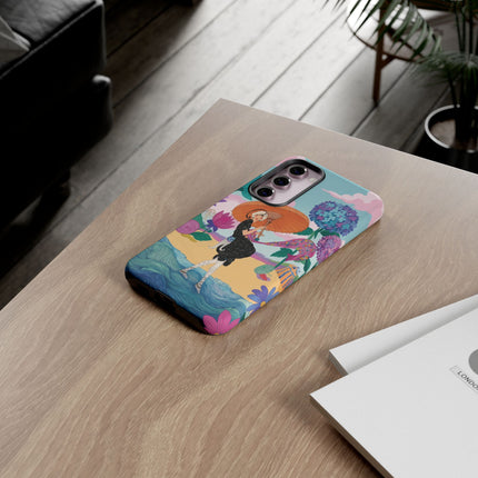 🌊☂️ The Lady Of The Flowered Seashore Phone Case – Art Deco Seaside Fashion