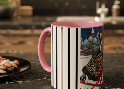 Elegant Winter Woman in Sleigh Colorful Mugs (11oz, 15oz)