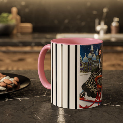 Elegant Winter Woman in Sleigh Colorful Mugs (11oz, 15oz)