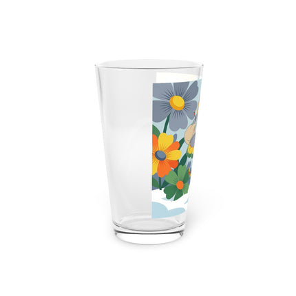 ❄️🌼 The Winter Flower Wanderer Pint Glass – Colorful Art Deco Snow Fantasy