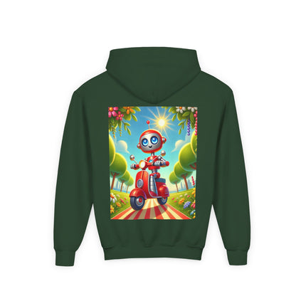 The Traveling Robot Youth Hooded Sweatshirt – Adventure, Curiosity & Playful Discovery