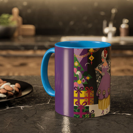 🎁✨ The Lavender Christmas Masquerade Colorful Mug – Art Deco Holiday Fantasy