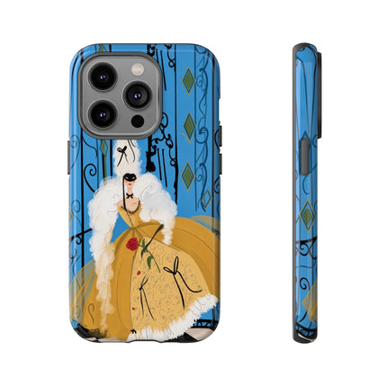 🎭🌹 The Lady At The Masquerade Gates Phone Case – Art Deco Fashion Illustration