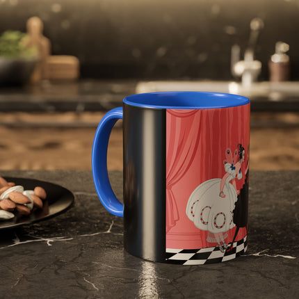 The Ladies Behind The Velvet Curtain Colorful Mugs – Art Deco Theatrical Elegance