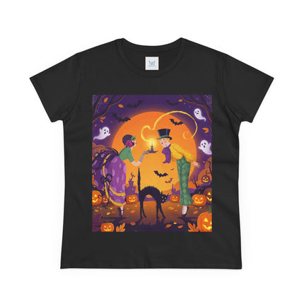 🎃🕯️ The Midnight Halloween Greeting Cotton Tee – Vintage Halloween Charm