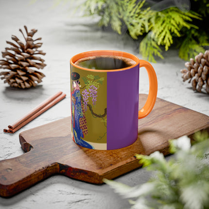 Wisteria Elegance Colorful Mug (11oz, 15oz) – Floral Beauty, Kimono Art & Timeless Grace