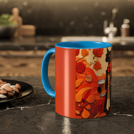 Siamese Cat at an Autumn Harvest Fair Colorful Mugs (11oz, 15oz)
