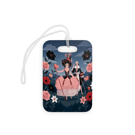 🌹🎭 The Rose Masquerade Promenade Luggage Tag – Art Deco Floral Elegance