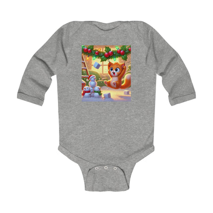 Naughty or Nice Kitten Christmas Infant Long Sleeve Bodysuit