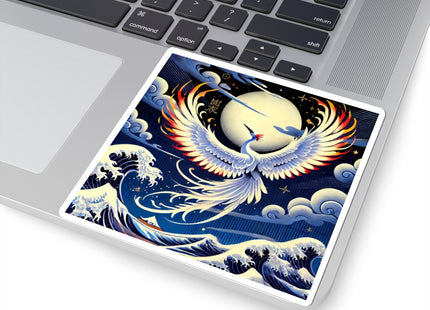 Majestic White Crane Die Kiss Cut Stickers (4 Sizes)