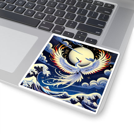 Majestic White Crane Die Kiss Cut Stickers (4 Sizes)