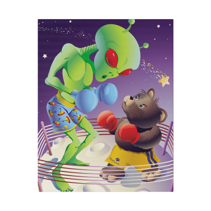 Cosmic Clash – Playful Alien and Bear Boxing Match