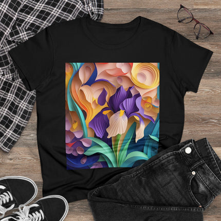 The Elegant Iris Flower Women's Midweight Cotton Tee