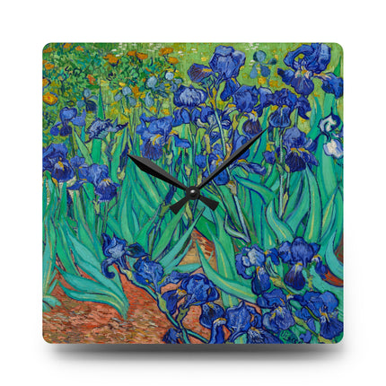 Irises by Vincent Van Gogh Acrylic Wall Clock, Round and Square