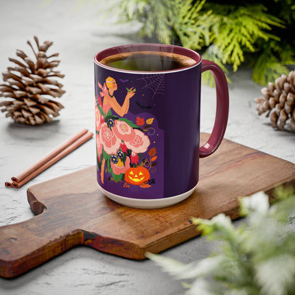 🌹🎃 The Lady Of The Haunted Rose Garden Colorful Mug – Romantic Halloween Charm