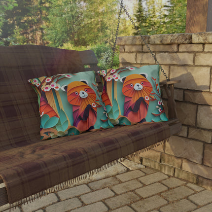 A Playful Red Panda Outdoor Pillows