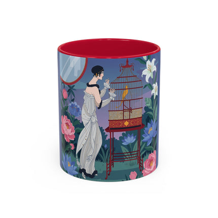 Whispers to the Golden Songbird Colorful Mugs – Art Deco Garden Elegance