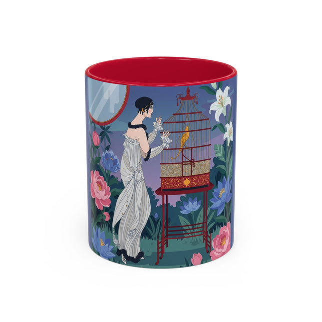 Whispers to the Golden Songbird Colorful Mugs – Art Deco Garden Elegance