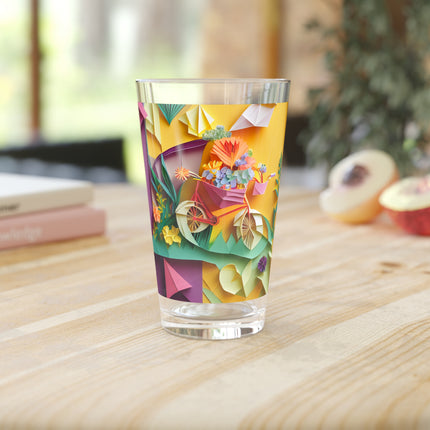 Origami Bicycle Glass, 16oz