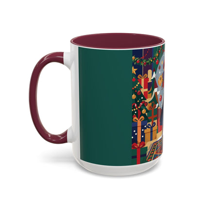 ☃️🎄 The Snowman's Christmas Companion Colorful Mug – Art Deco Holiday Fantasy