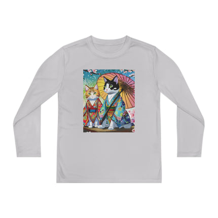 Kimono Kitties Youth Long Sleeve Competitor Tee – Anime Charm & Whimsical Elegance