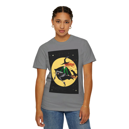 A Witch’s Moonlit Flight Unisex Garment-Dyed T-shirt