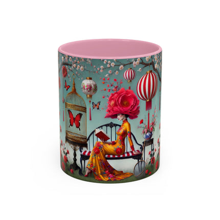 Reading in a Painted Garden Colorful Mugs (11oz, 15oz)