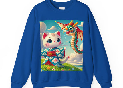 Geisha Kitten and the Dragon Kite Heavy Blend™ Crewneck Sweatshirt