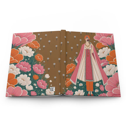 🌸🧡 The Rose & Amber Garden Reverie Hardcover Journal – Art Deco Floral Elegance