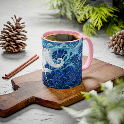 💙🌸 The Sapphire Wind Dancer Colorful Mug – Art Deco Floral Fantasy