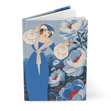 💙🌸 The Blue Blossom Garden Dancer Hardcover Journal – Art Deco Floral Elegance