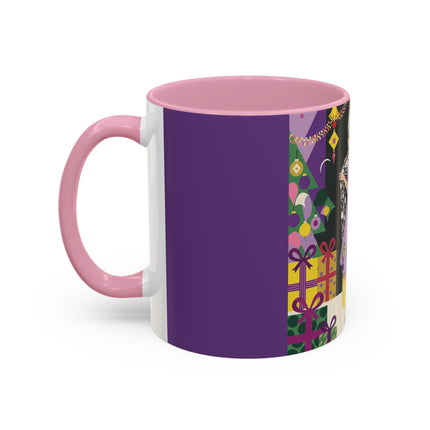 🎁✨ The Lavender Christmas Masquerade Colorful Mug – Art Deco Holiday Fantasy