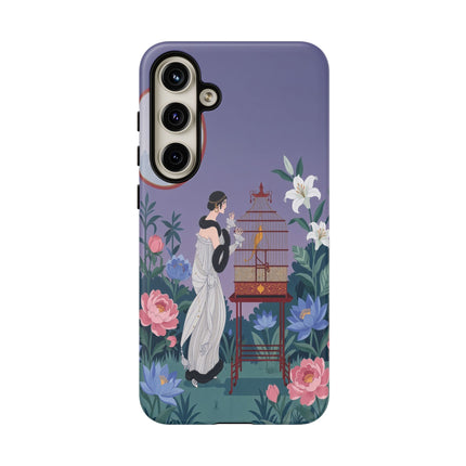 🌸🐦 The Lady Of The Garden Birdcage Phone Case – Art Deco Floral Elegance
