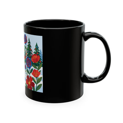 🌹🎄 The Lady Of The Holiday Roses Ceramic Mug – Art Deco Christmas Elegance
