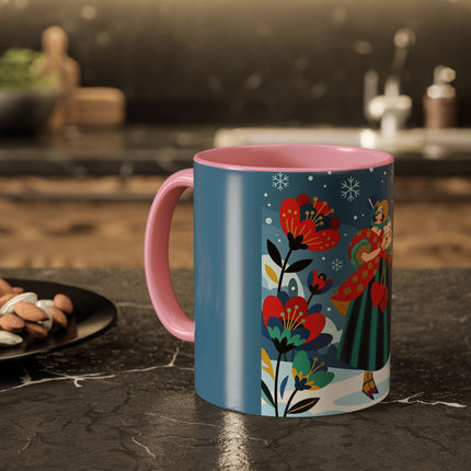 ❤️❄️ The Winter Heart Messenger Colorful Mug – Art Deco Snow Garden Fantasy
